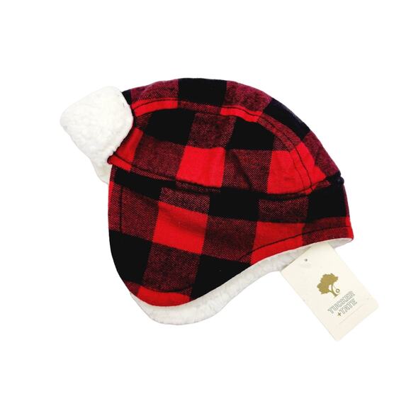 Tucker + Tate Baby Red Buffalo Check Faux Fur Earflap Bomber Hat Cap 12-24M - Picture 1 of 3